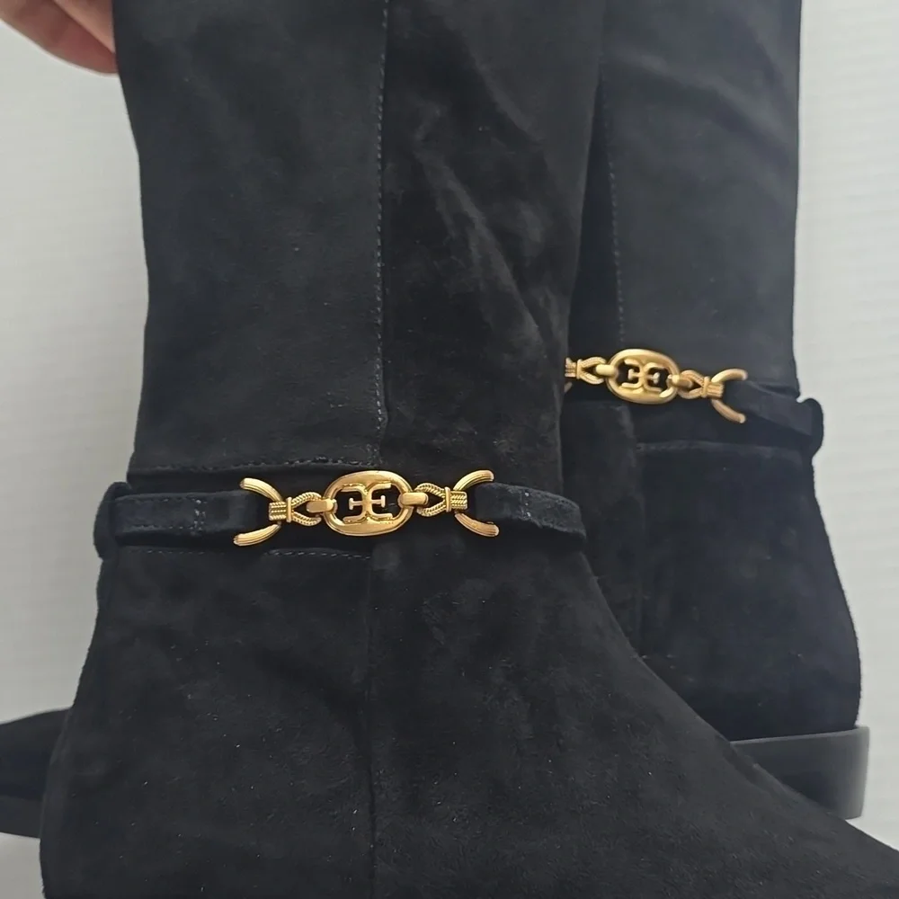 Sam Edelman Clive Black Suede Tall Boots Sz 7.5